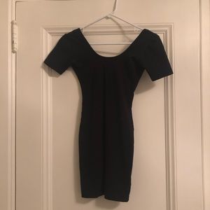 Black Short Sleeve U neck Bodycon Dress